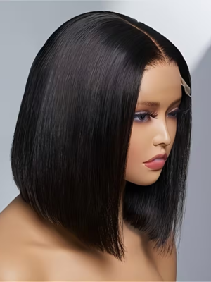 4x4 Lace Blunt Cut Bob Wig Bone Straight Human Hair Wig